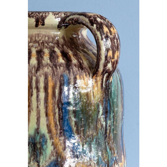 Blue Nabeul Double-Handled Jar from Pierre De Verclos, 1930 For Sale - Image 8 of 10