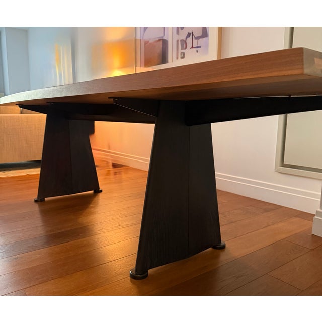 Early 21st Century Solid Walnut Dining Table With Blackened Oak Base For Sale - Image 5 of 9