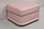 Vintage Mid Century Post Modern Emerson Leather Bubblegum Pink Stitched Square Ottoman Stool. Item features small wooden...