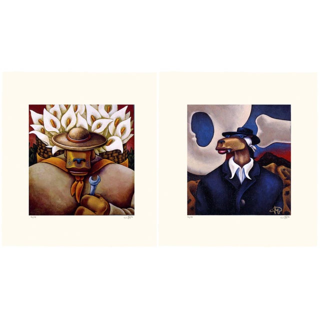 Markus Pierson "Art History Coyote Portraits of O'Keefe and Rivera" 2 Serigraphs For Sale - Image 4 of 7