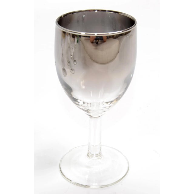 Glass Vintage Silver Fade 1970 Dorothy Thorpe Style Ombre Metallic Color Wine Glass Stemware- Set of 6 For Sale - Image 7 of 12