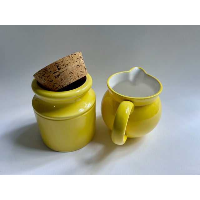 Wood Savoir Vivre Yellow Ceramic Sugar & Creamer Set, 1980's For Sale - Image 7 of 18