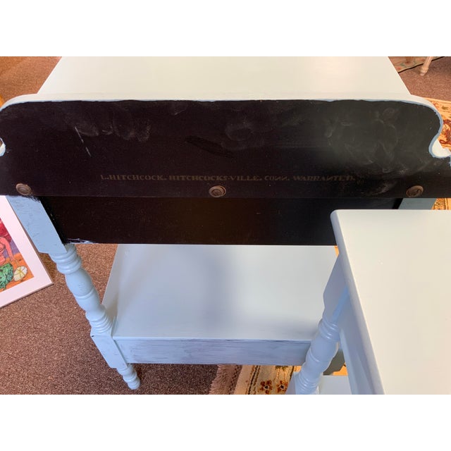 Blue Late 20th Century Pair of Hitchcock Painted Side Tables For Sale - Image 8 of 12