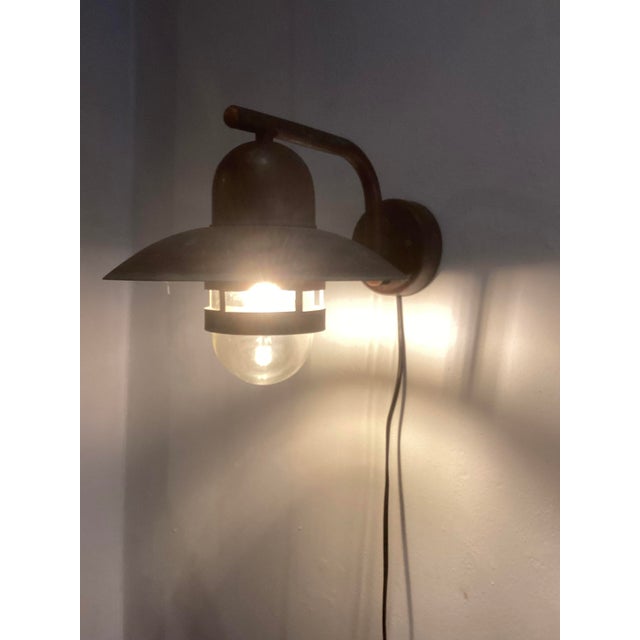Scandinavian Garden Wall Lamp in Copper and Glass by Norlux, 1980s For Sale - Image 3 of 7