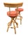 1940s Restored Pair of 1940s Rattan Barstools With Spiral Legs and Orange Cushions For Sale - Image 5 of 8