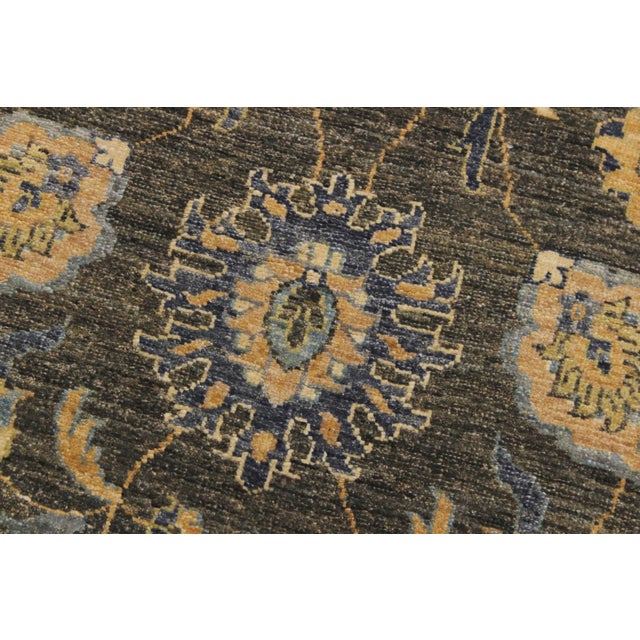 1990s Boho Chic Ziegler Gray/Blue Wool Runner Rug- 4'4'' X 10'3'' For Sale - Image 5 of 10