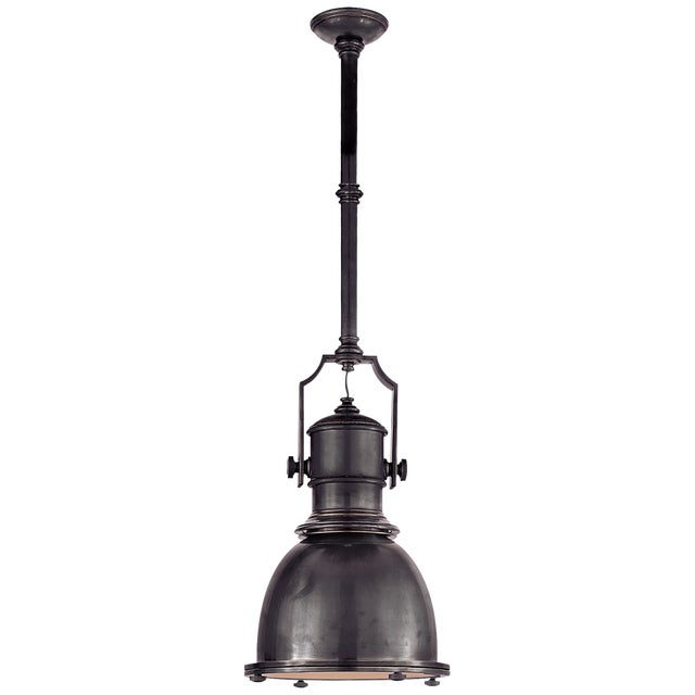Chapman & Myers for Visual Comfort Signature Country Industrial Small Pendant in Bronze with Bronze Shade For Sale