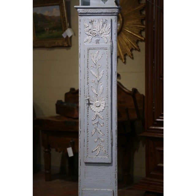 Wood Early 19th Century French Normandy Painted Longcase Grandfather Clock For Sale - Image 7 of 13
