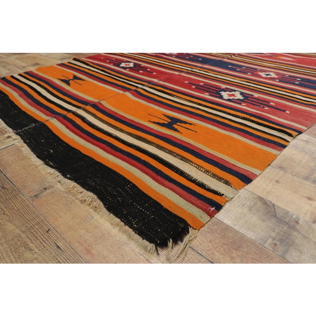 Vintage Turkish Striped Kilim Rug - 4′10″ × 10′9″ For Sale In Dallas - Image 6 of 10