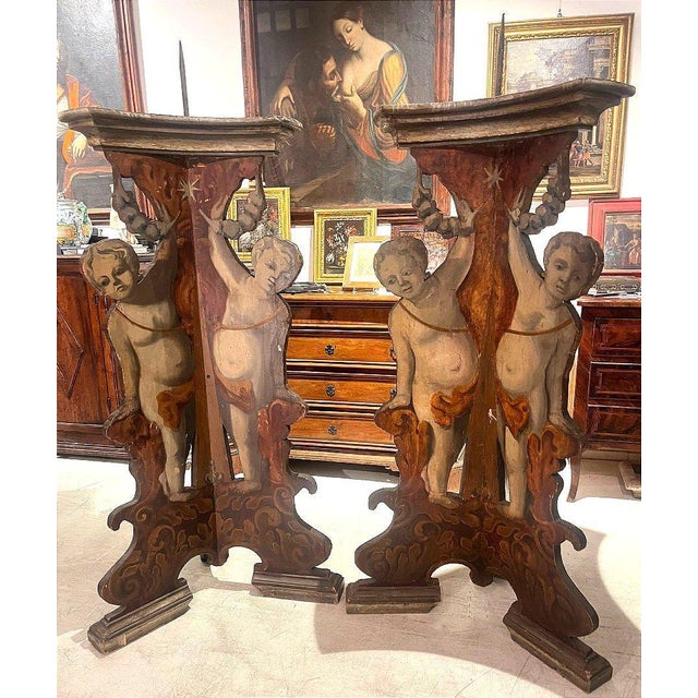 Wood Italian Palace Candleholders, Set of 2 For Sale - Image 7 of 8
