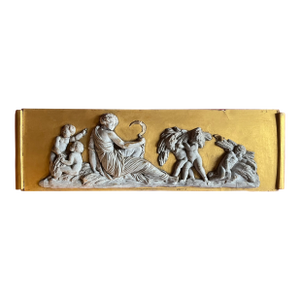 Antique Early 19th Century American Classical Entablature Frieze With Classical Figures in Bas Relief From a Mirror or Door Surround Circa 1810