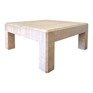 1970s Postmodern Italian Travertine Coffee Table in the Style of Angelo Mangiarotti For Sale