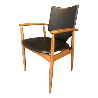 Vintage Scandinavian Teak and Faux Leather Armchair, 1960s For Sale