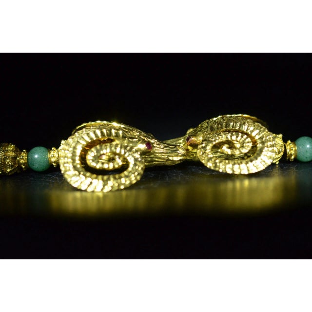 Gemstone 1950s The Angelica: Zolotas Signed Bracelet Features Two Kissing Ram Heads For Sale - Image 7 of 11