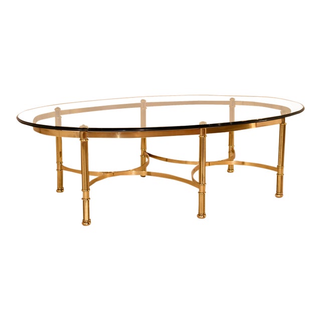 Mid-Century Brass Coffee Table With Glass Top, Circa 1960's For Sale
