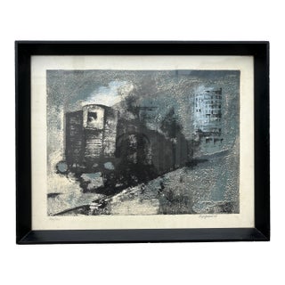 Renzo Vespignani "The Train" Framed Numbered and Hand Signed Lithograph, 1962 For Sale