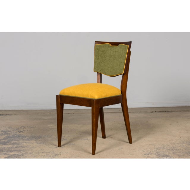 Set of 6 French Art Deco Maple Dining Chairs in Yellow and Moss Green, 1930s For Sale In New York - Image 6 of 18