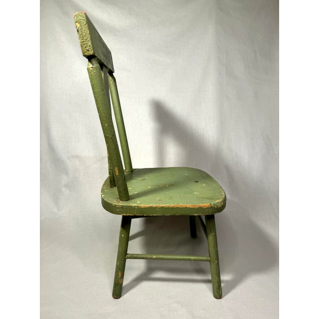 Wood Americana Folk Art Small Green Fiddleback Solid Wood Chair For Sale - Image 7 of 10