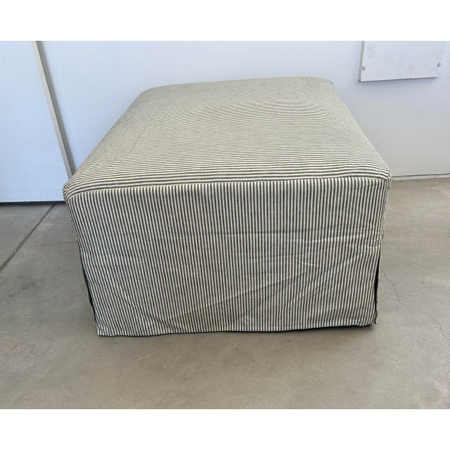 Custom Upholstered Waterfall Ottoman in Rose Tarlow “Gigi” Stripe For Sale - Image 4 of 7