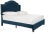 Modern Modern Upholstered Bed in Navy & Nickel in Full For Sale - Image 3 of 6