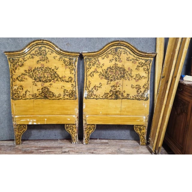 Wood Antique Beds with Floral Decoration, 1890s For Sale - Image 7 of 12