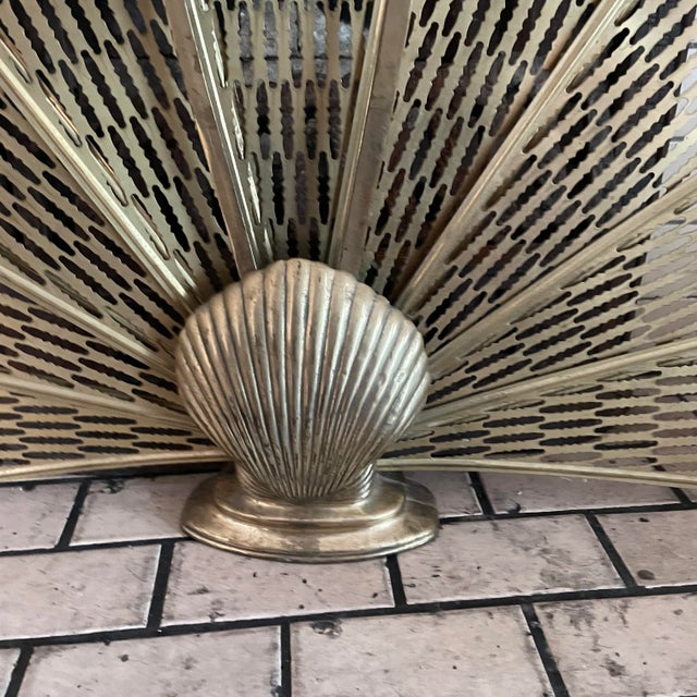 Vintage Brass Fan Fireplace Screen With Seashell Motif Chairish