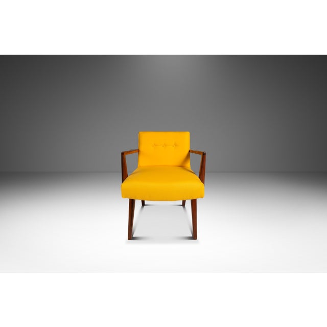 Jens Risom Rare Restored Mid-Century Modern Model C-108 Armchair in Walnut & Canary Yellow Fabric Attributed to Jens Risom for Jens Risom Design, Usa, C. 1950s For Sale - Image 4 of 18