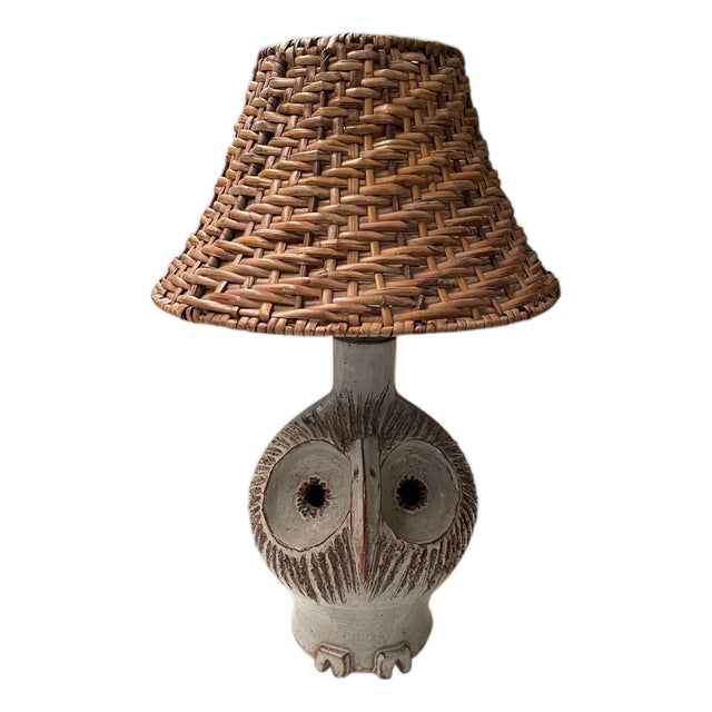 Vintage Ceramic Owl Lamp from Vallauris, 1970 For Sale