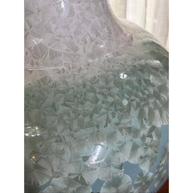 Ceramic 35” Extra Large Shiwan Proc Style Blue Green Crystalline Glaze Pottery Floor Vase Signed For Sale - Image 7 of 12