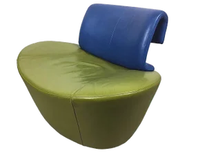 Postmodern Green and Blue Leather Lounge Chair by Montis, 1980s