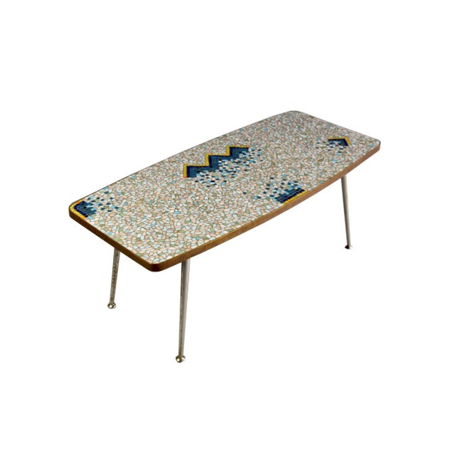 Mid-Century Colorful Mosaic and Brass Coffee Table by Berthold Müller For Sale