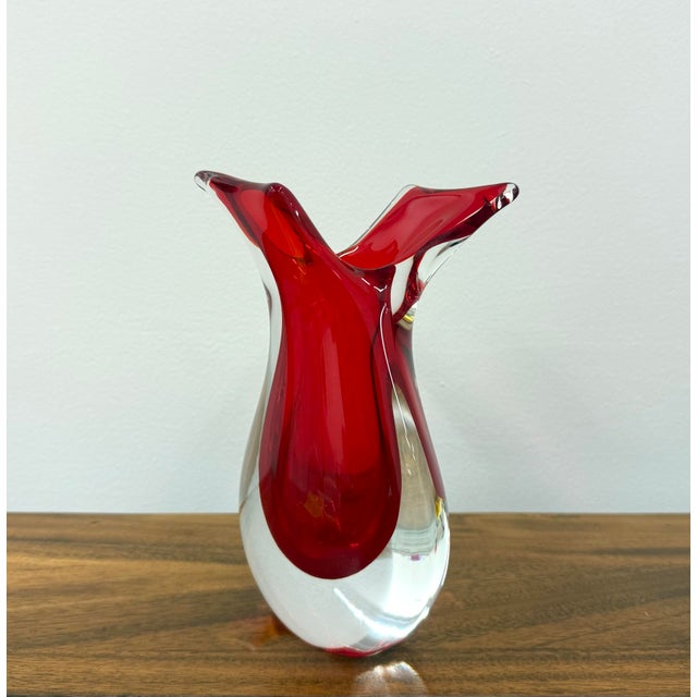Italian Vintage Murano Style Italian Glass Vase For Sale - Image 3 of 7