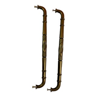 Large Vintage Brass Door Pulls or Handles For Sale
