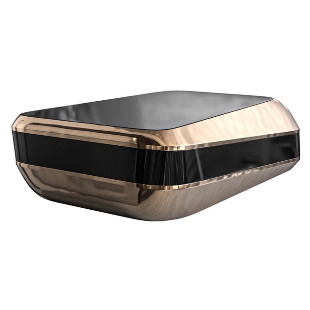 "Della Dataria" Coffee Table With Bronze, Handcrafted For Sale In Los Angeles - Image 6 of 7