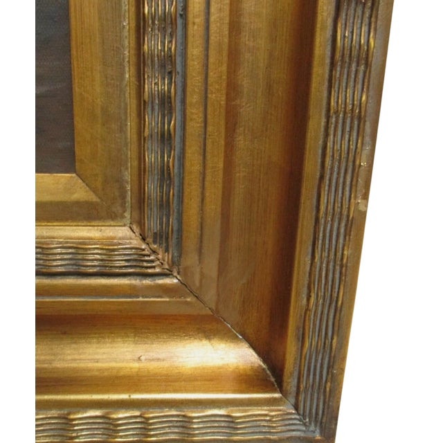 Gold 1980s Gold Gilt Carved Venice Water Way Bridge Framed Oil Painting For Sale - Image 8 of 9