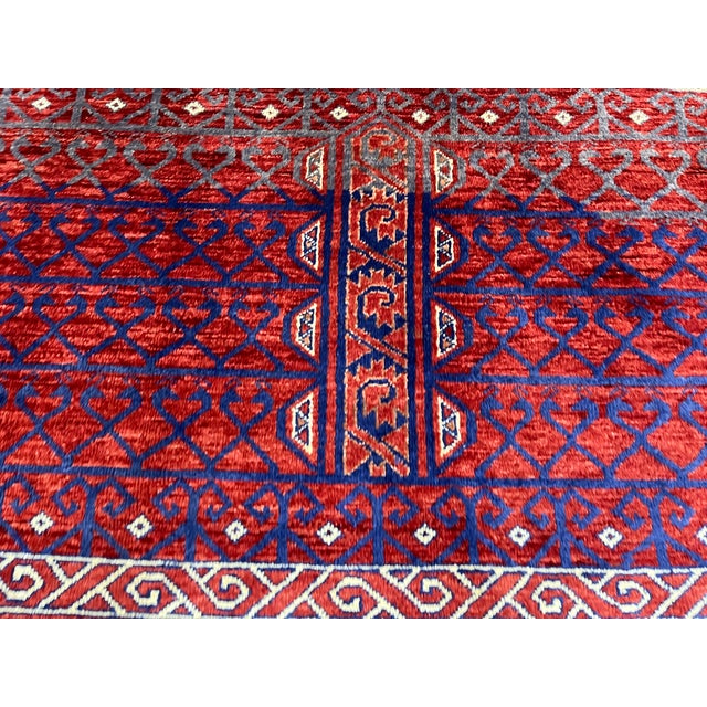 Red Red Turkmen Parda Tribal Wool Area Rug, 5'2" X 6'11" For Sale - Image 8 of 16