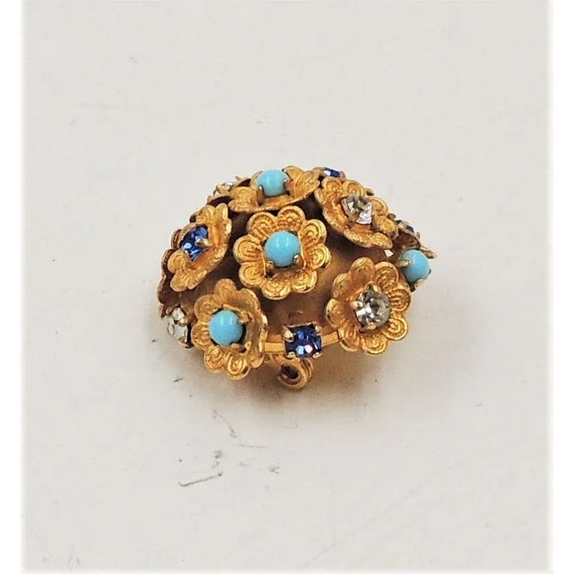Vintage Signed Bijoux Cascio Italy Rhinestone Flower Brooch For Sale In Philadelphia - Image 6 of 8