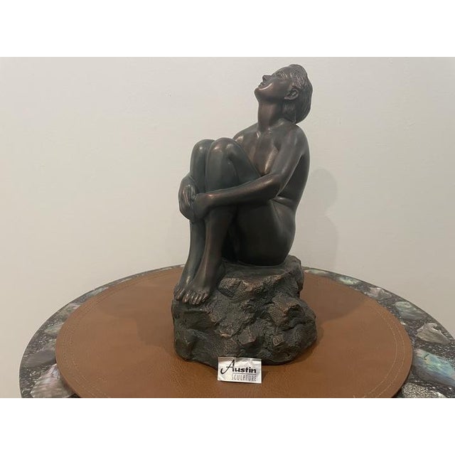 Austin Productions Art Deco Seated Woman Sculpture in Durastone For Sale In Detroit - Image 6 of 14