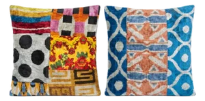 Handloom Ikat Velvet Pillow Cover 20'' X 20'' - Set of Two