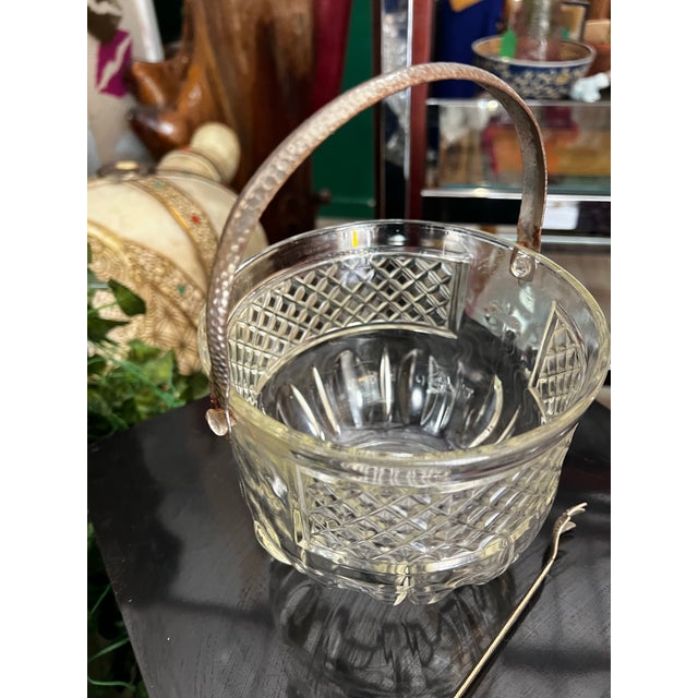 Transparent Vintage Detailed Glass Champagne Bucket/ Ice Bucket With Silver Tongs For Sale - Image 8 of 8