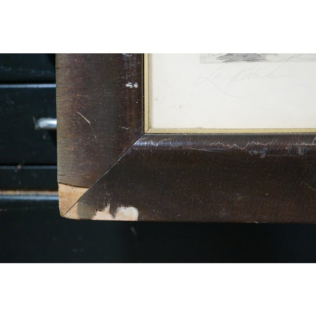 Black Antique Louis Kinney Harlow Signed Stone Bridge River Landscape Etching 27" For Sale - Image 8 of 11