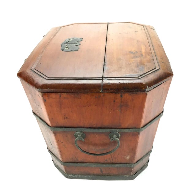 This beautiful piece is a large capacity box to hold pretty much anything you want. The metal bronze straps wrapped around...