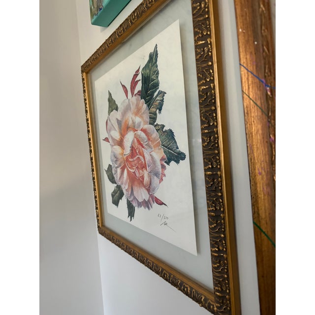Contemporary Rare Vintage Fred Hollis Nall Rose Giclee, Numbered, Framed, and Signed by the Artist For Sale - Image 3 of 4