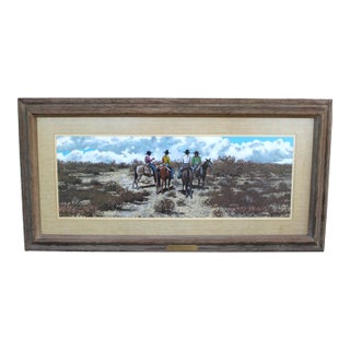 l.b. Porter Original Western Painting, Signed, Cowboys Horses Texas Artist For Sale