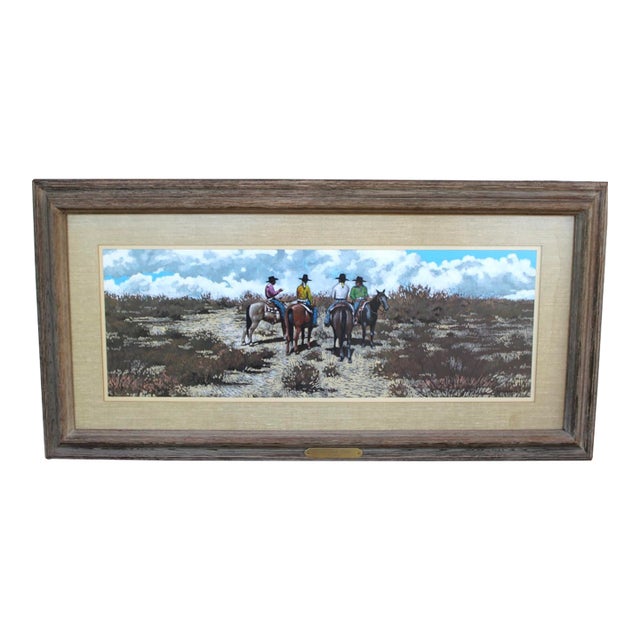 l.b. Porter Original Western Painting, Signed, Cowboys Horses Texas Artist For Sale