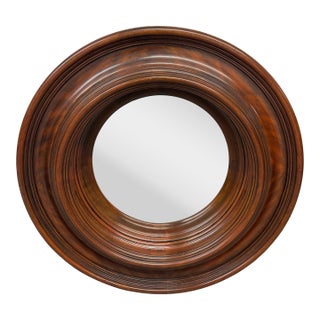 Maitland Smith Monumental Round Wood Convex Wall Mirror For Sale