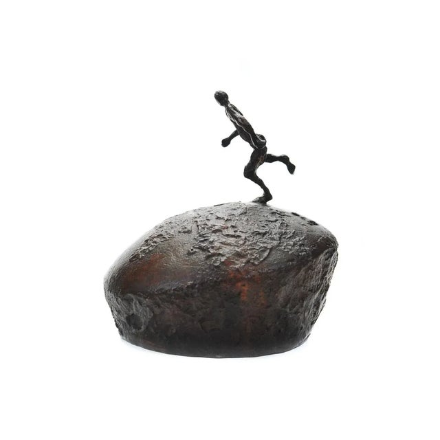 Athlete Running Across the World Bronze Sculpture For Sale In Los Angeles - Image 6 of 9