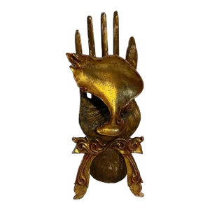 Early 20th Century Asian Gold Florentine Carved Wooden Hand Server