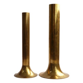 Mid-Century Modern Brass Trumpet Candleholders, 1960s, Set of 2 For Sale