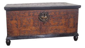 Pyrography-Decorated Cedar Chest, 1600s